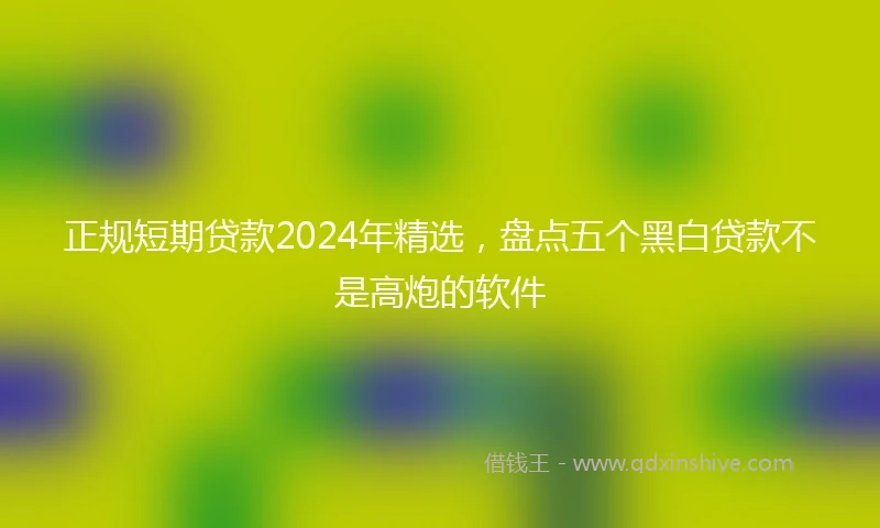 正规短期贷款2024年精选，盘点五个黑白贷款不是高炮的软件