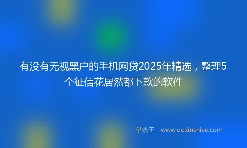 有没有无视黑户的手机网贷2025年精选，整理5个征信花居然都下款的软件