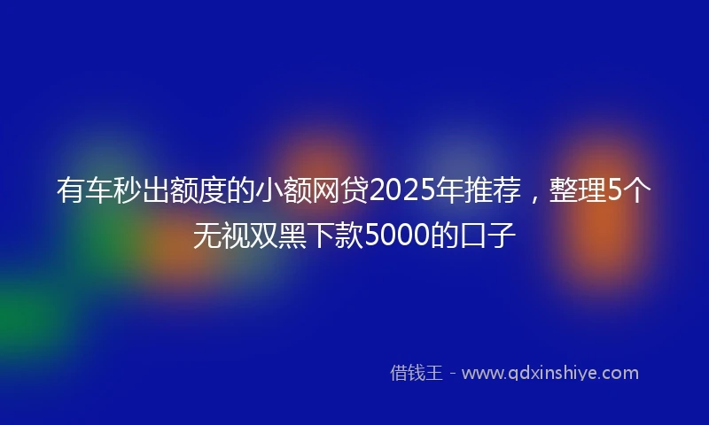 有车秒出额度的小额网贷2025年推荐，整理5个无视双黑下款5000的口子