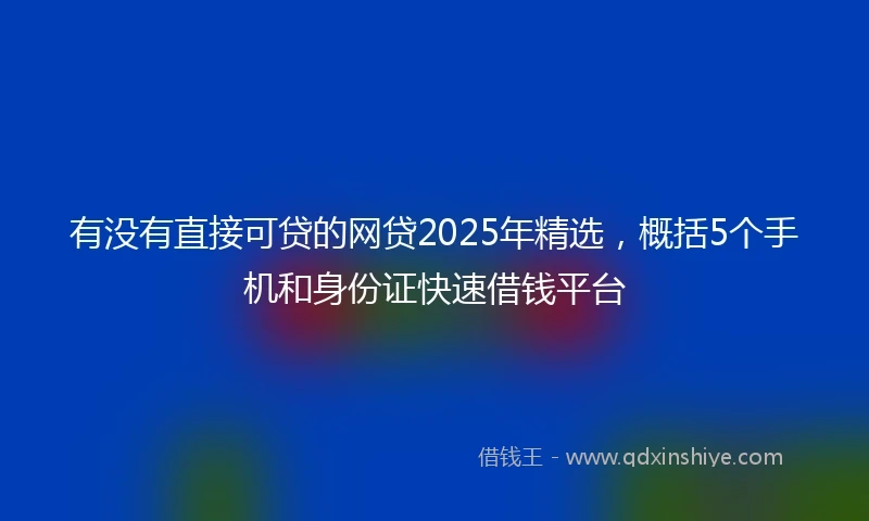 有没有直接可贷的网贷2025年精选，概括5个手机和身份证快速借钱平台