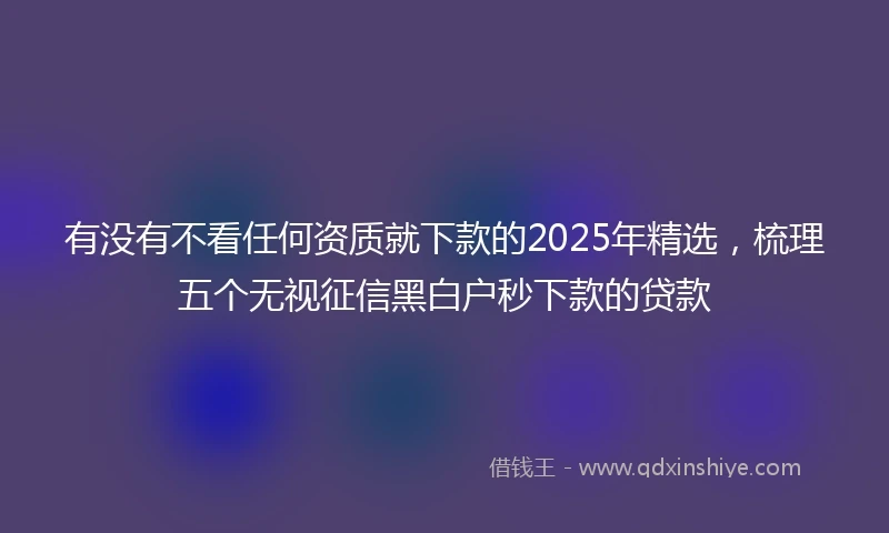 有没有不看任何资质就下款的2025年精选，梳理五个无视征信黑白户秒下款的贷款