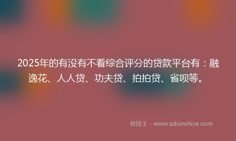 2025年的有没有不看综合评分的贷款平台有：融逸花、人人贷、功夫贷、拍拍贷、省呗等。
