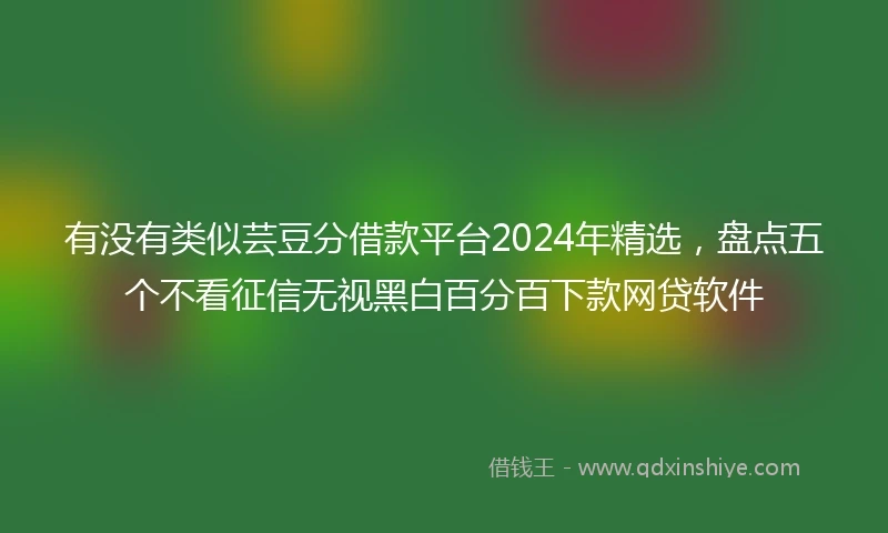 有没有类似芸豆分借款平台2024年精选，盘点五个不看征信无视黑白百分百下款网贷软件