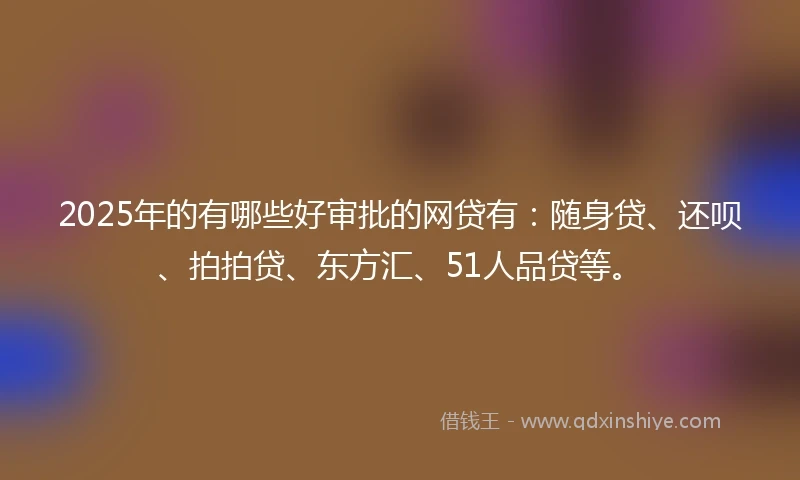 2025年的有哪些好审批的网贷有：随身贷、还呗、拍拍贷、东方汇、51人品贷等。