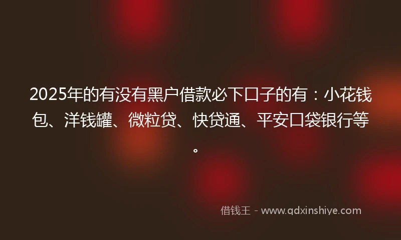 2025年的有没有黑户借款必下口子的有：小花钱包、洋钱罐、微粒贷、快贷通、平安口袋银行等。
