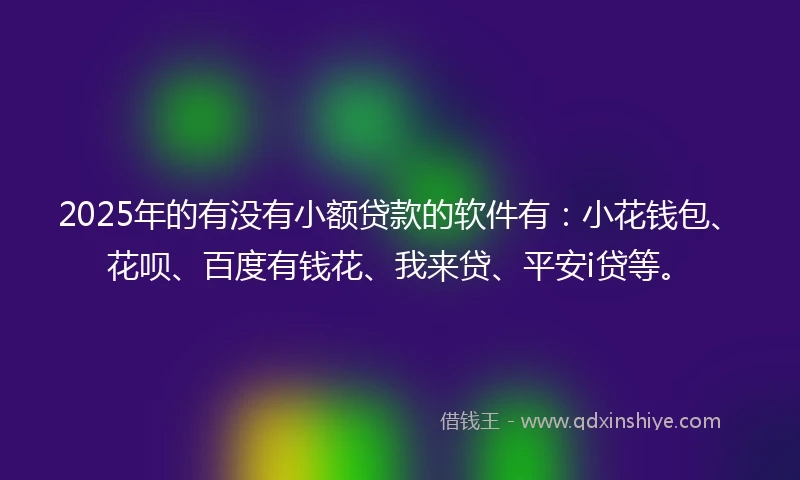 2025年的有没有小额贷款的软件有：小花钱包、花呗、百度有钱花、我来贷、平安i贷等。