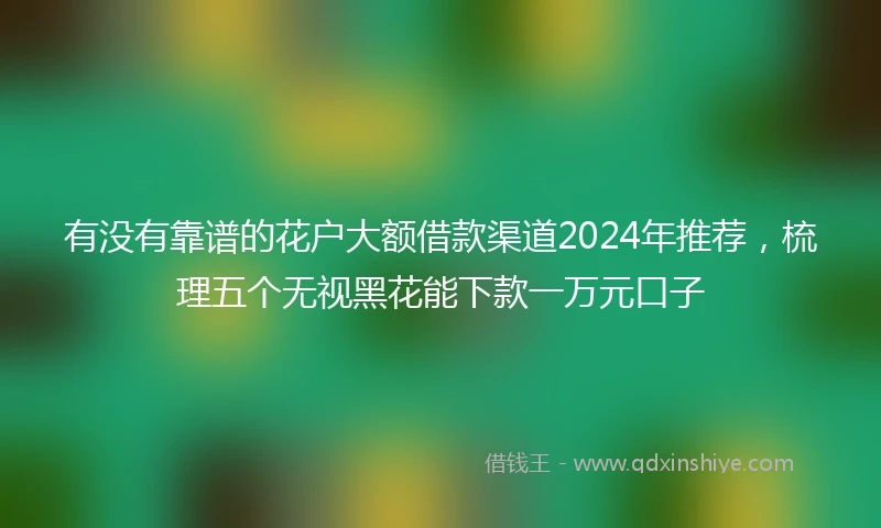 有没有靠谱的花户大额借款渠道2024年推荐，梳理五个无视黑花能下款一万元口子