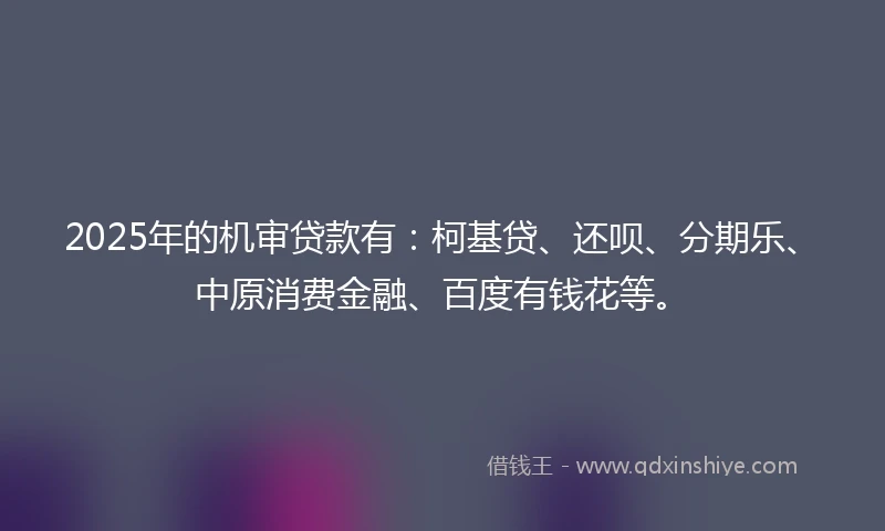2025年的机审贷款有：柯基贷、还呗、分期乐、中原消费金融、百度有钱花等。