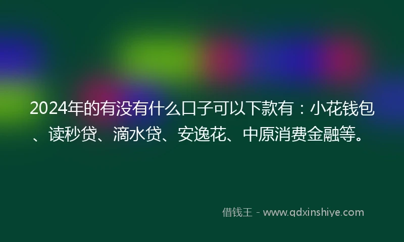 2024年的有没有什么口子可以下款有：小花钱包、读秒贷、滴水贷、安逸花、中原消费金融等。