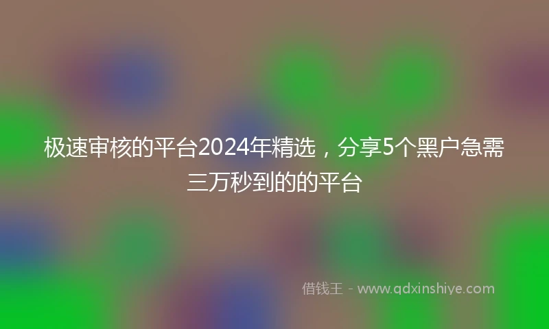 极速审核的平台2024年精选,分享5个黑户急需三万秒到的的平台