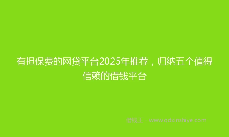 有担保费的网贷平台2025年推荐，归纳五个值得信赖的借钱平台