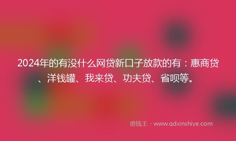 2024年的有没什么网贷新口子放款的有：惠商贷、洋钱罐、我来贷、功夫贷、省呗等。