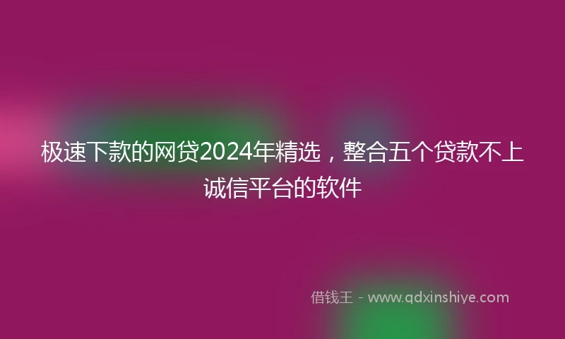 极速下款的网贷2024年精选，整合五个贷款不上诚信平台的软件