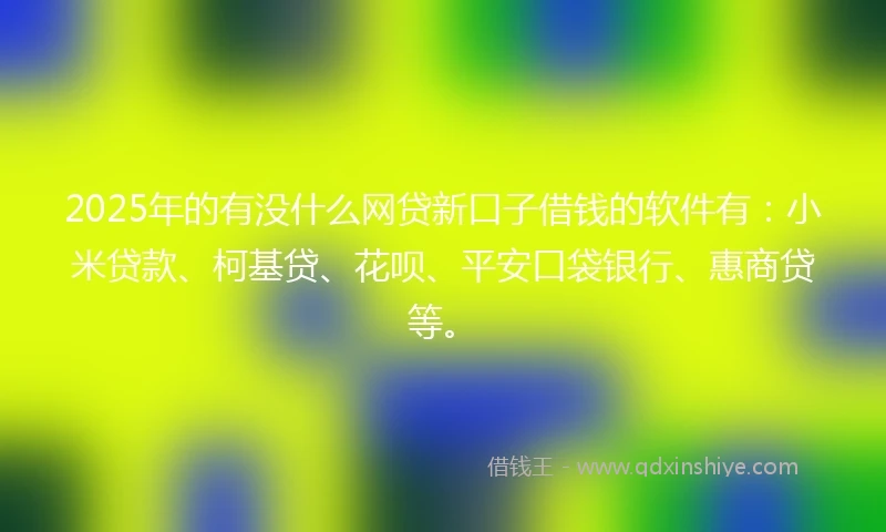 2025年的有没什么网贷新口子借钱的软件有：小米贷款、柯基贷、花呗、平安口袋银行、惠商贷等。