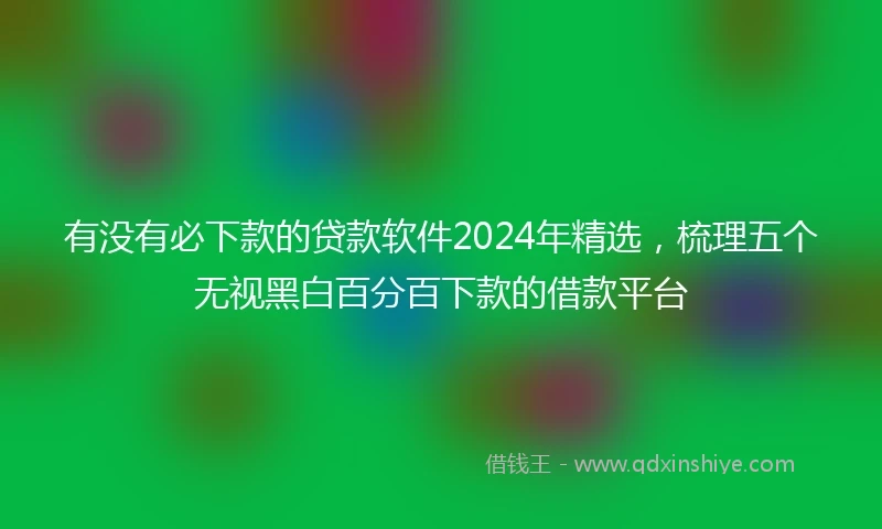 有没有必下款的贷款软件2024年精选，梳理五个无视黑白百分百下款的借款平台