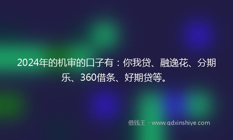 2024年的机审的口子有：你我贷、融逸花、分期乐、360借条、好期贷等。