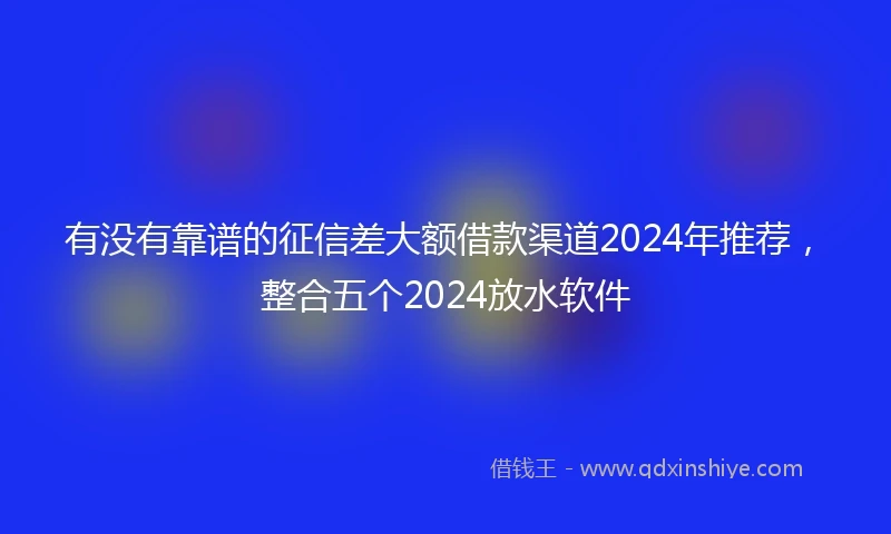 有没有靠谱的征信差大额借款渠道2024年推荐，整合五个2024放水软件