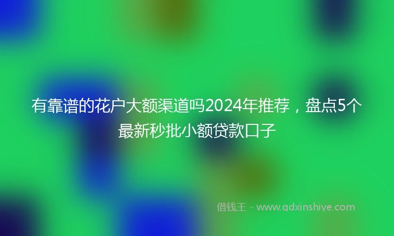 有靠谱的花户大额渠道吗2024年推荐，盘点5个最新秒批小额贷款口子