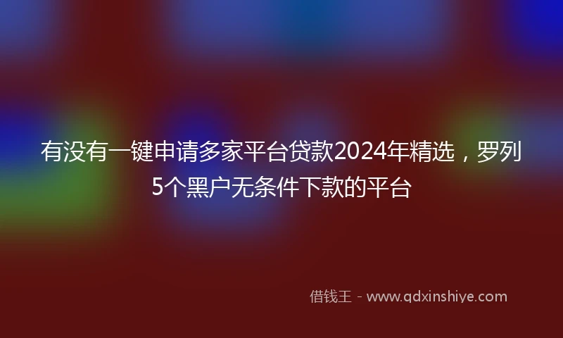 有没有一键申请多家平台贷款2024年精选，罗列5个黑户无条件下款的平台