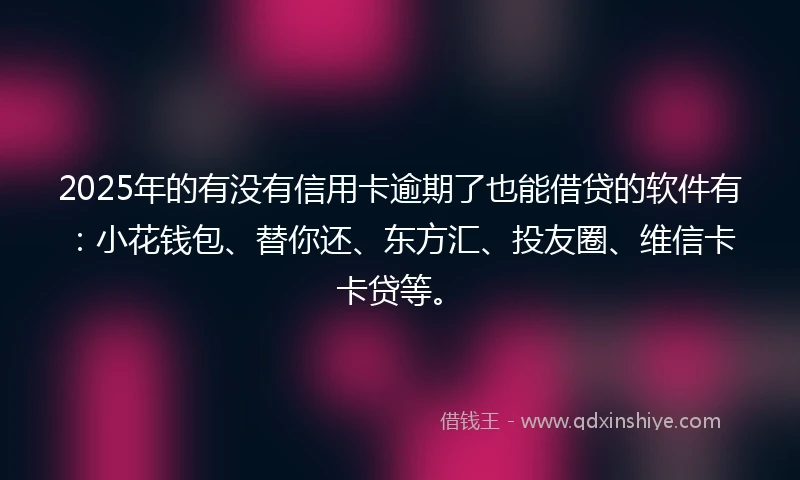 2025年的有没有信用卡逾期了也能借贷的软件有：小花钱包、替你还、东方汇、投友圈、维信卡卡贷等。