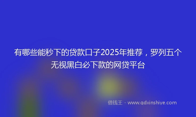 有哪些能秒下的贷款口子2025年推荐，罗列五个无视黑白必下款的网贷平台