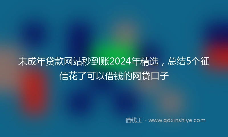 未成年贷款网站秒到账2024年精选，总结5个征信花了可以借钱的网贷口子