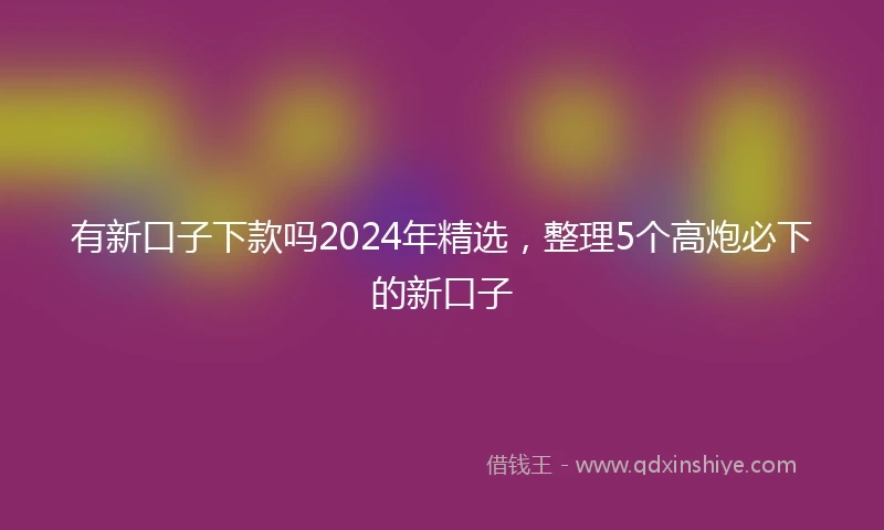 有新口子下款吗2024年精选，整理5个高炮必下的新口子