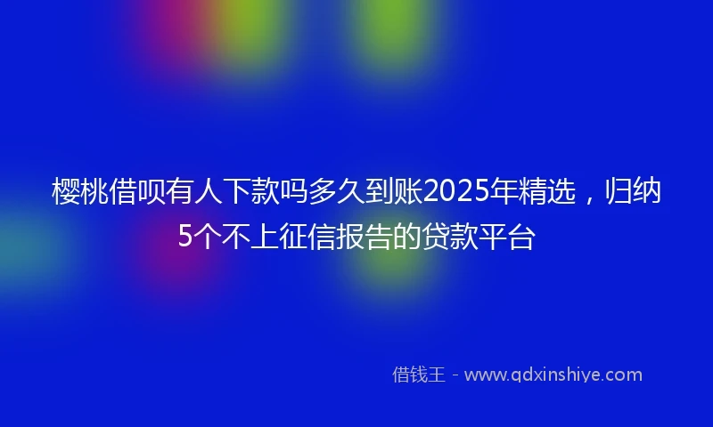 樱桃借呗有人下款吗多久到账2025年精选，归纳5个不上征信报告的贷款平台