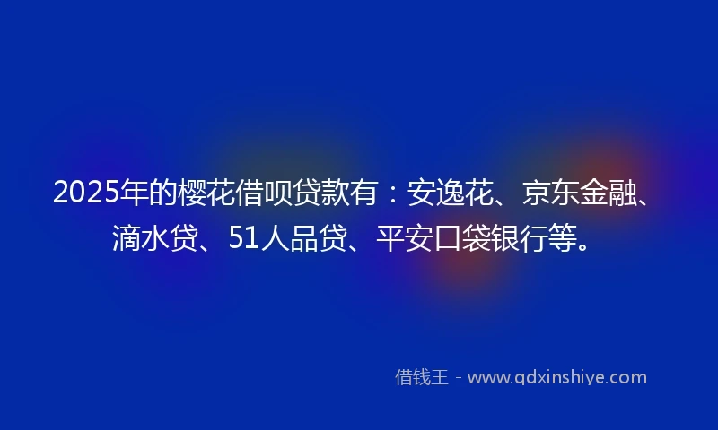 2025年的樱花借呗贷款有：安逸花、京东金融、滴水贷、51人品贷、平安口袋银行等。