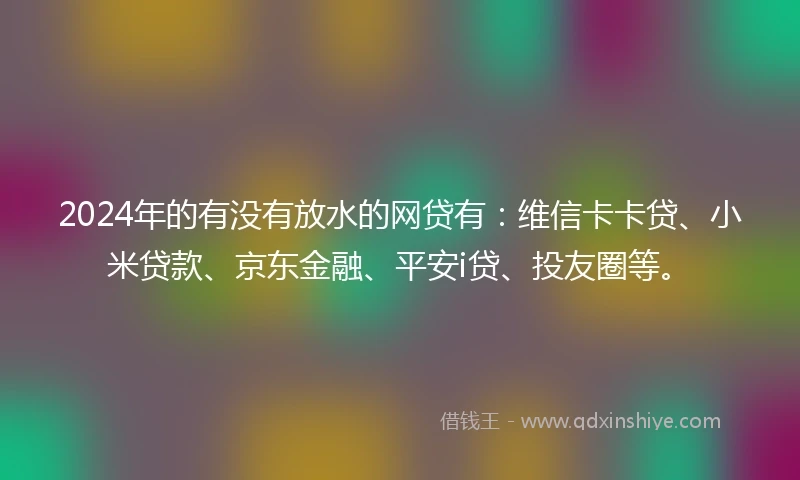 2024年的有没有放水的网贷有：维信卡卡贷、小米贷款、京东金融、平安i贷、投友圈等。