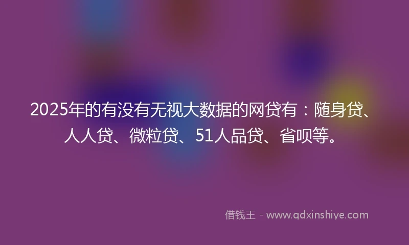 2025年的有没有无视大数据的网贷有：随身贷、人人贷、微粒贷、51人品贷、省呗等。