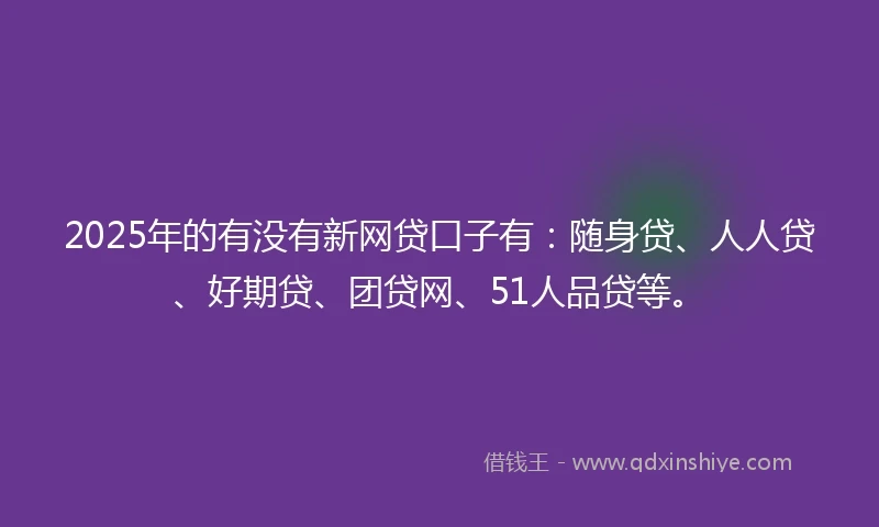 2025年的有没有新网贷口子有：随身贷、人人贷、好期贷、团贷网、51人品贷等。