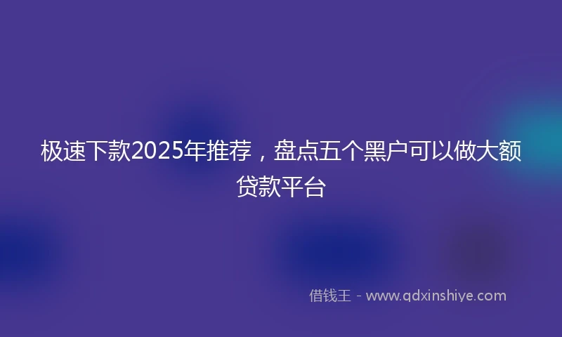 极速下款2025年推荐，盘点五个黑户可以做大额贷款平台