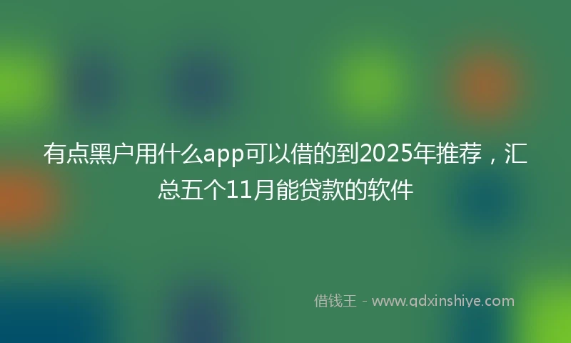 有点黑户用什么app可以借的到2025年推荐，汇总五个11月能贷款的软件