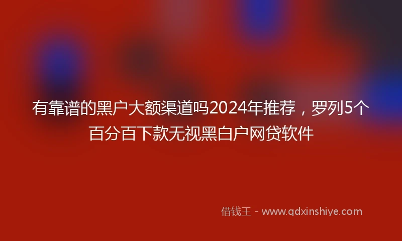 有靠谱的黑户大额渠道吗2024年推荐，罗列5个百分百下款无视黑白户网贷软件
