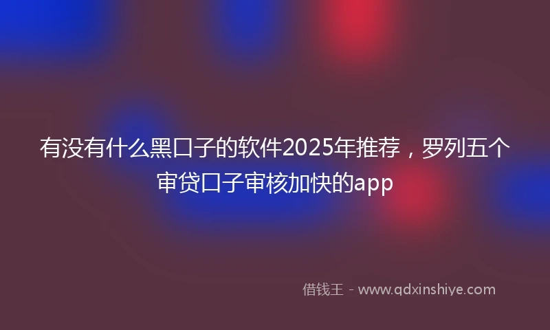 有没有什么黑口子的软件2025年推荐，罗列五个审贷口子审核加快的app