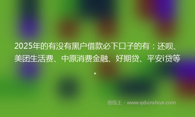 2025年的有没有黑户借款必下口子的有：还呗、美团生活费、中原消费金融、好期贷、平安i贷等。