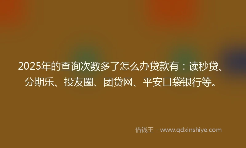 2025年的查询次数多了怎么办贷款有：读秒贷、分期乐、投友圈、团贷网、平安口袋银行等。