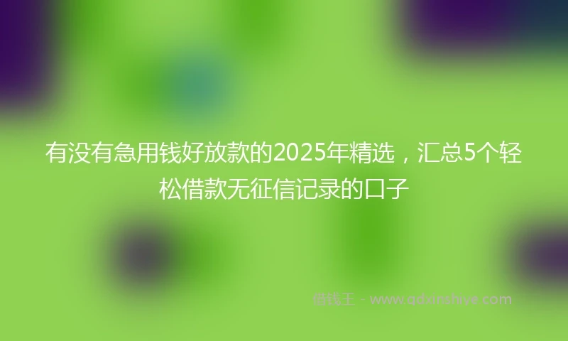 有没有急用钱好放款的2025年精选，汇总5个轻松借款无征信记录的口子