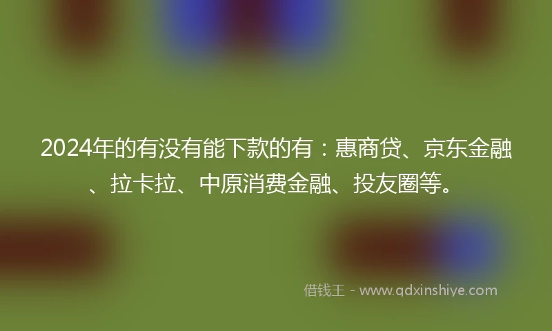 2024年的有没有能下款的有：惠商贷、京东金融、拉卡拉、中原消费金融、投友圈等。