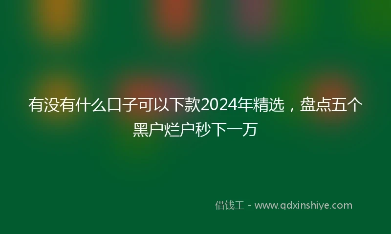 有没有什么口子可以下款2024年精选，盘点五个黑户烂户秒下一万