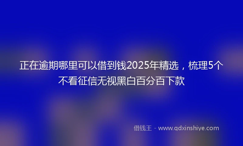 正在逾期哪里可以借到钱2025年精选，梳理5个不看征信无视黑白百分百下款