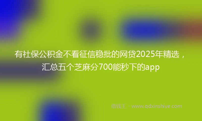 有社保公积金不看征信稳批的网贷2025年精选，汇总五个芝麻分700能秒下的app