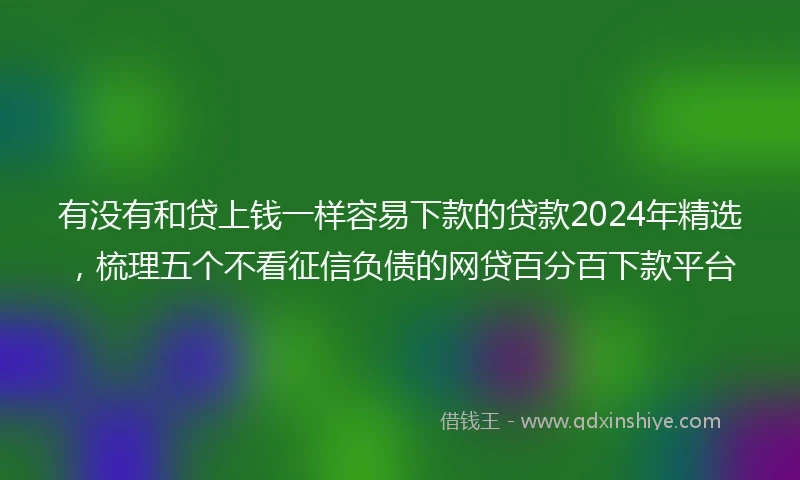 有没有和贷上钱一样容易下款的贷款2024年精选，梳理五个不看征信负债的网贷百分百下款平台