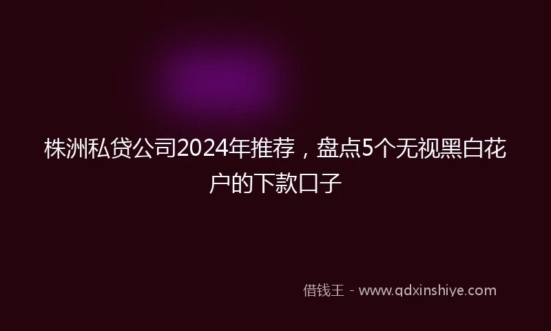 株洲私贷公司2024年推荐，盘点5个无视黑白花户的下款口子