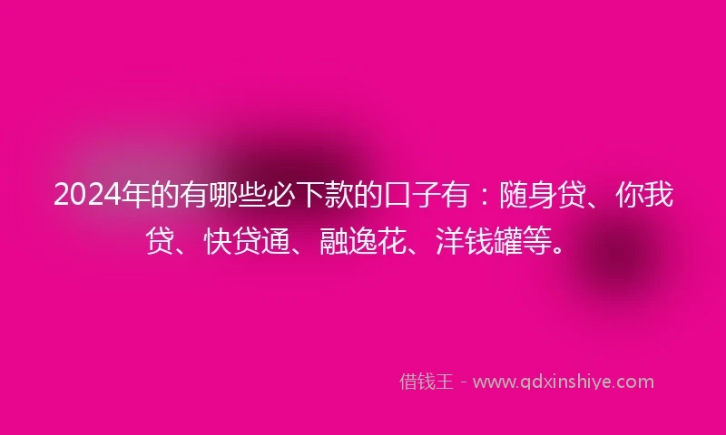 2024年的有哪些必下款的口子有：随身贷、你我贷、快贷通、融逸花、洋钱罐等。
