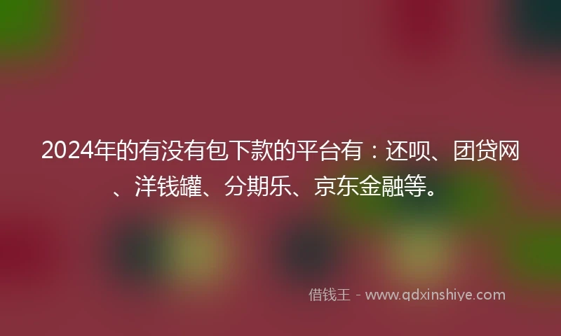 2024年的有没有包下款的平台有：还呗、团贷网、洋钱罐、分期乐、京东金融等。