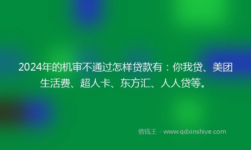 2024年的机审不通过怎样贷款有：你我贷、美团生活费、超人卡、东方汇、人人贷等。