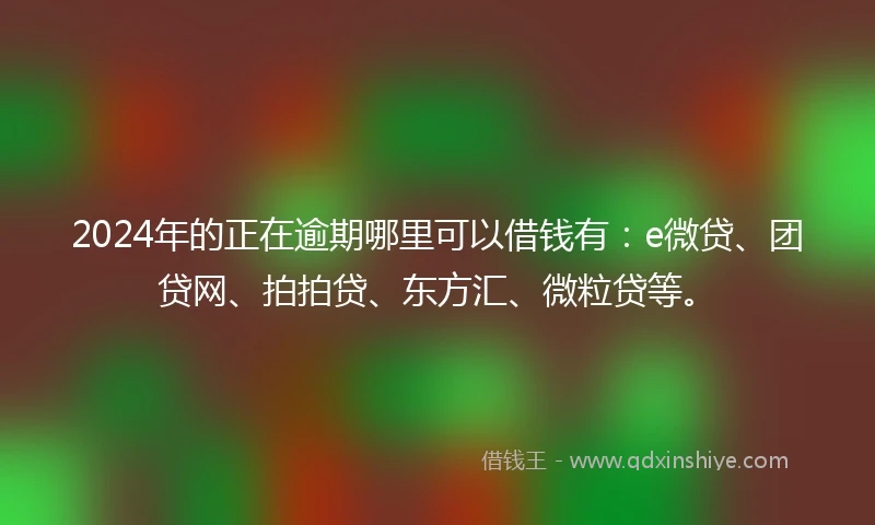 2024年的正在逾期哪里可以借钱有：e微贷、团贷网、拍拍贷、东方汇、微粒贷等。