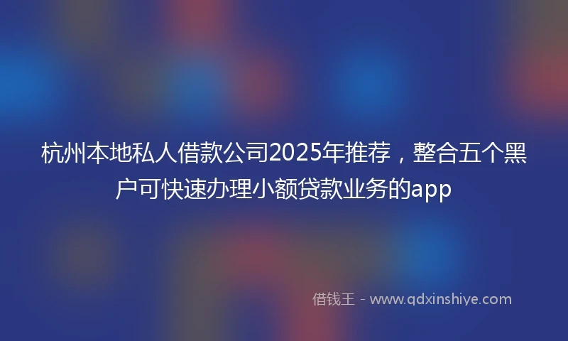 杭州本地私人借款公司2025年推荐，整合五个黑户可快速办理小额贷款业务的app